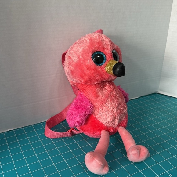 TY Gilda The Pink Flamingo Plush Backpack 10” Fun Trendy Bright Sparkly Eyes - Picture 2 of 7